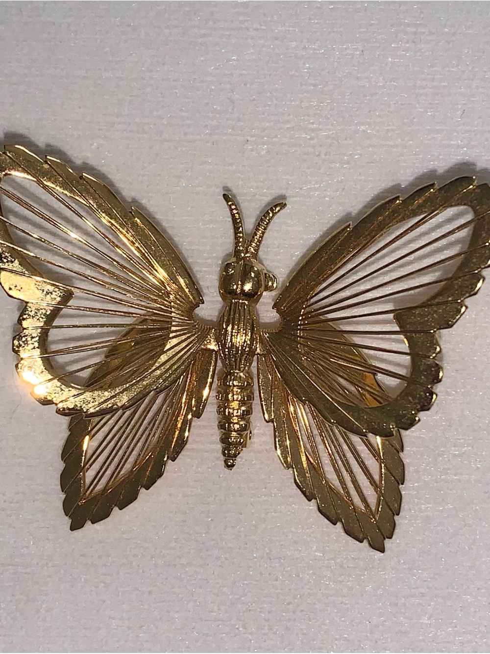 Vintage Monet Gold Tone Butterfly Brooch.